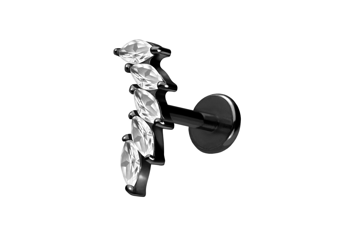 Titan Labret Piercing mit Push Fit 5 EINGEFASSTE KRISTALLTROPFEN